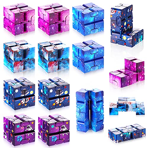 10 Pieces Galaxy Infinity Cube Infinity Fidget Cube Space Astronaut Infinity Cube Fidget Toy Stress and Anxiety Relief Cool Hand Mini Kill Time Cube Toys for ADHD Teens Adults, 5 Styles (Fresh Style)