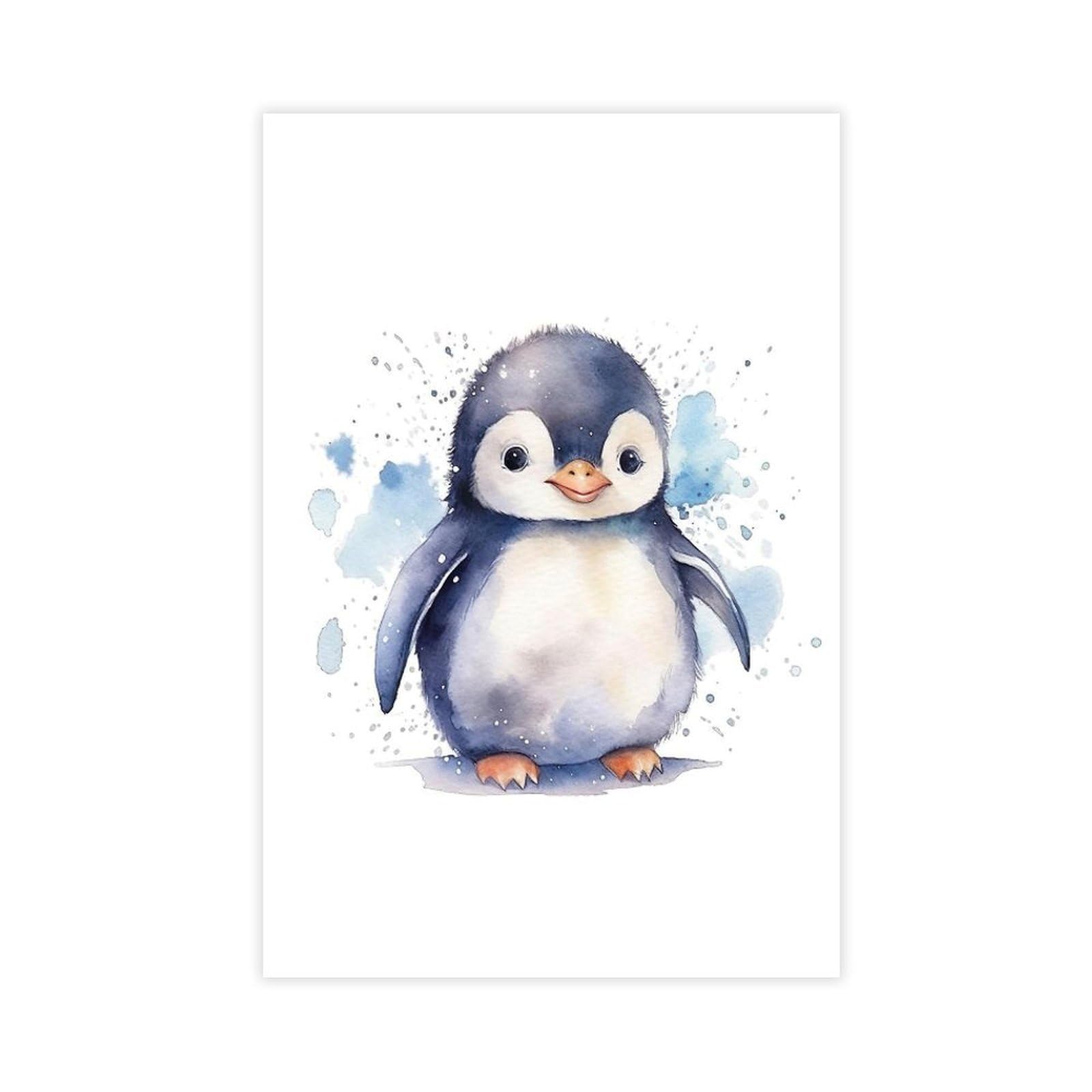 Qnvjqkdsi Unframe Baby Penguin Watercolor Art Canvas Poster Bedroom Decor Landscape Office Room Decor Gift 24" L X 36" W
