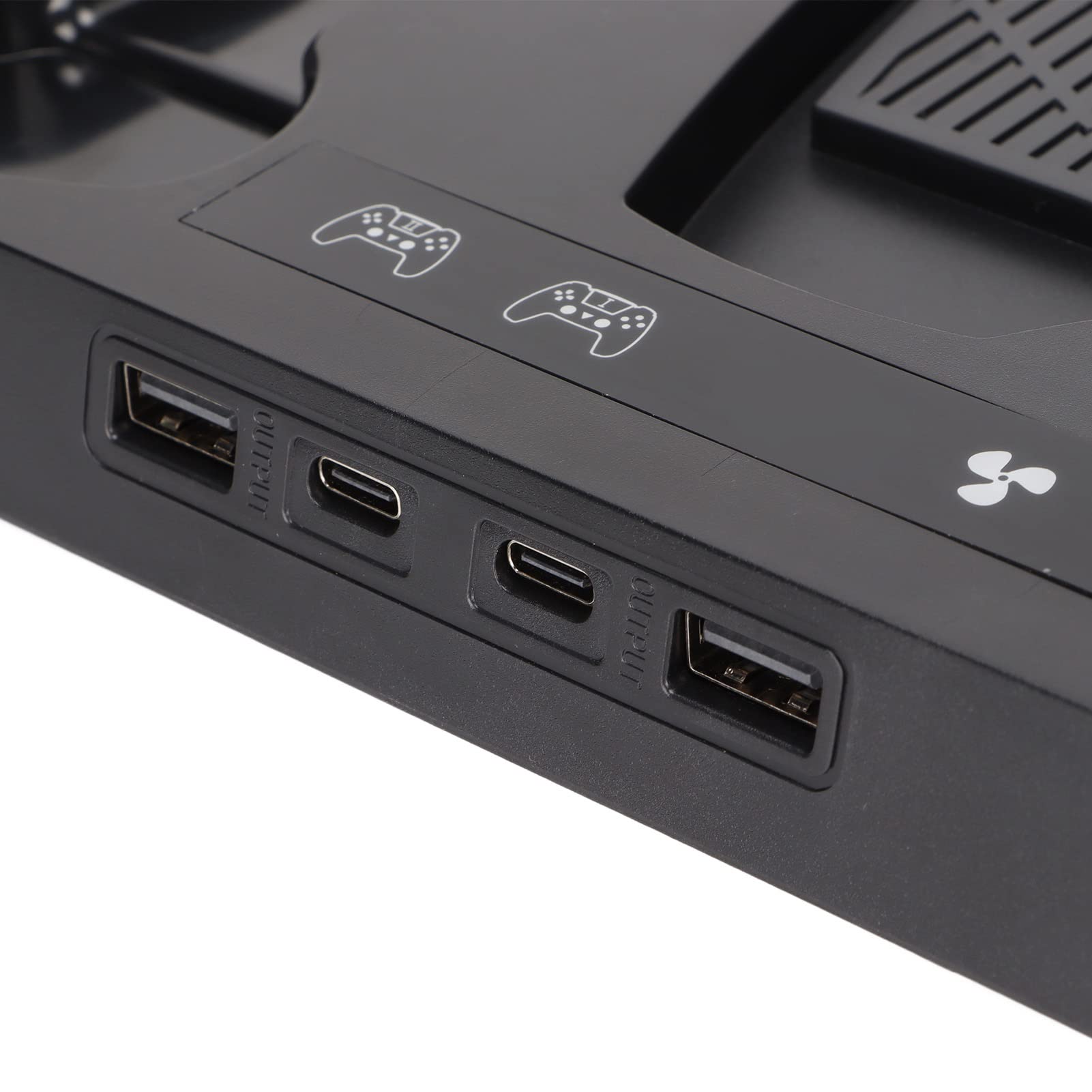 Supporto per Ventola di Raffreddamento Stazione di Ricarica per Controller Doppio Multifunzione con 2 Porte USB E 2 Porte USB-C, Base per Ventola di Raffreddamento per PS5, Organizer per Conso