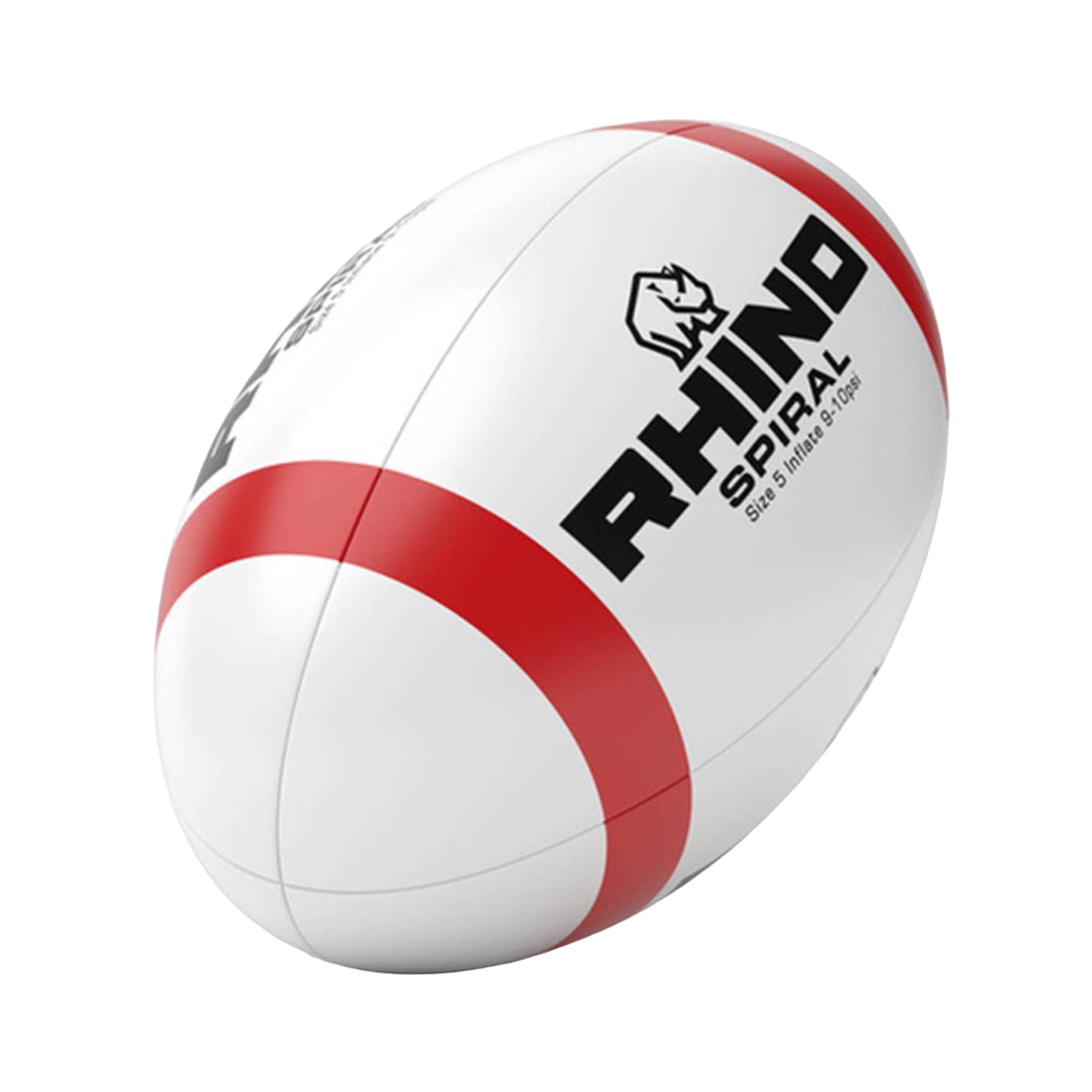 Rhino Spiral Kick Developer Rugby Ball (5) (White/Red)