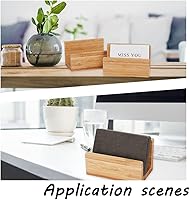 Vista 7 de OLYCRAFT Soporte para tarjetas de visita de escritorio de madera de bambú para escritorio, soporte de tarjetas de visita de bambú natural para mesas