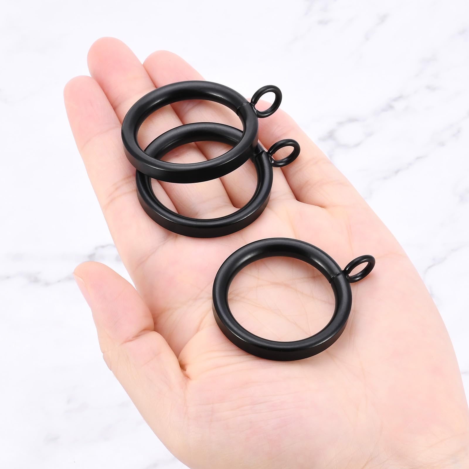 42 anelli per tende in metallo con diametro interno da 3,2 cm, con occhielli, filo spesso a semicerchio, adatti per aste fino a 2,5 cm (nero, 42 pezzi)