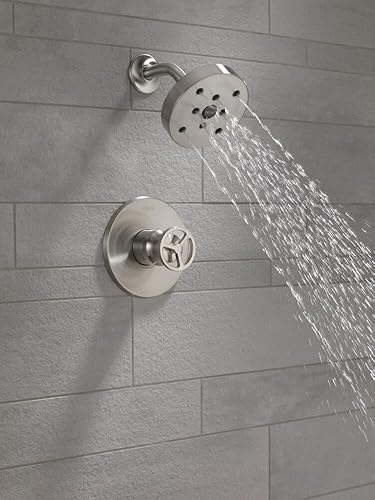 Miniatura 13 de Delta Faucet Trinsic Serie 14 Grifo de ducha cromado de una sola manija con cabezal de ducha H2Okinetic, juego de grifo de ducha, kit de molduras