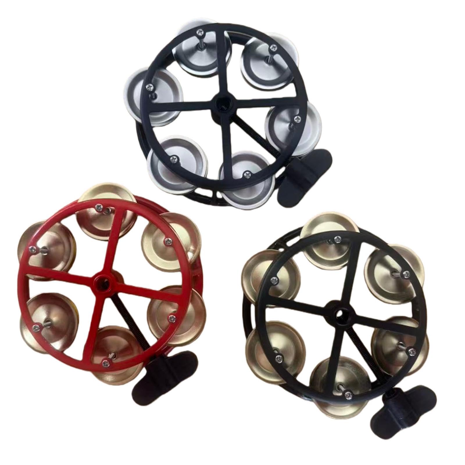 Oshhni Pandereta Hi Hat montable con de fila, accesorios de percusión compactos, piezas de musical, campana para escenarios, fiestas, KTV, Oro Rojo