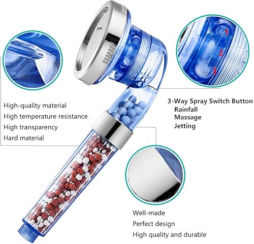 Miniatura 3 de Nosame - Cabezal de ducha, Filtro de alta presión. Ahorra agua 3 modos rociador de mano para ducha de 1.6 GPM para cabello seco y piel SPA.