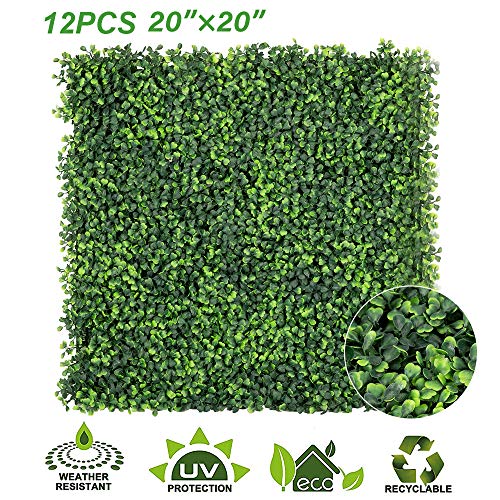 Vingli 12 Pcs 20"X 20" Artificial Boxwood Panels, Topiary Plant Wall Hedge Mat, Privacy Screen Uv Protected, Suitable For Outdoor, Indoor, Garden, Backyard And Decor #TOP1