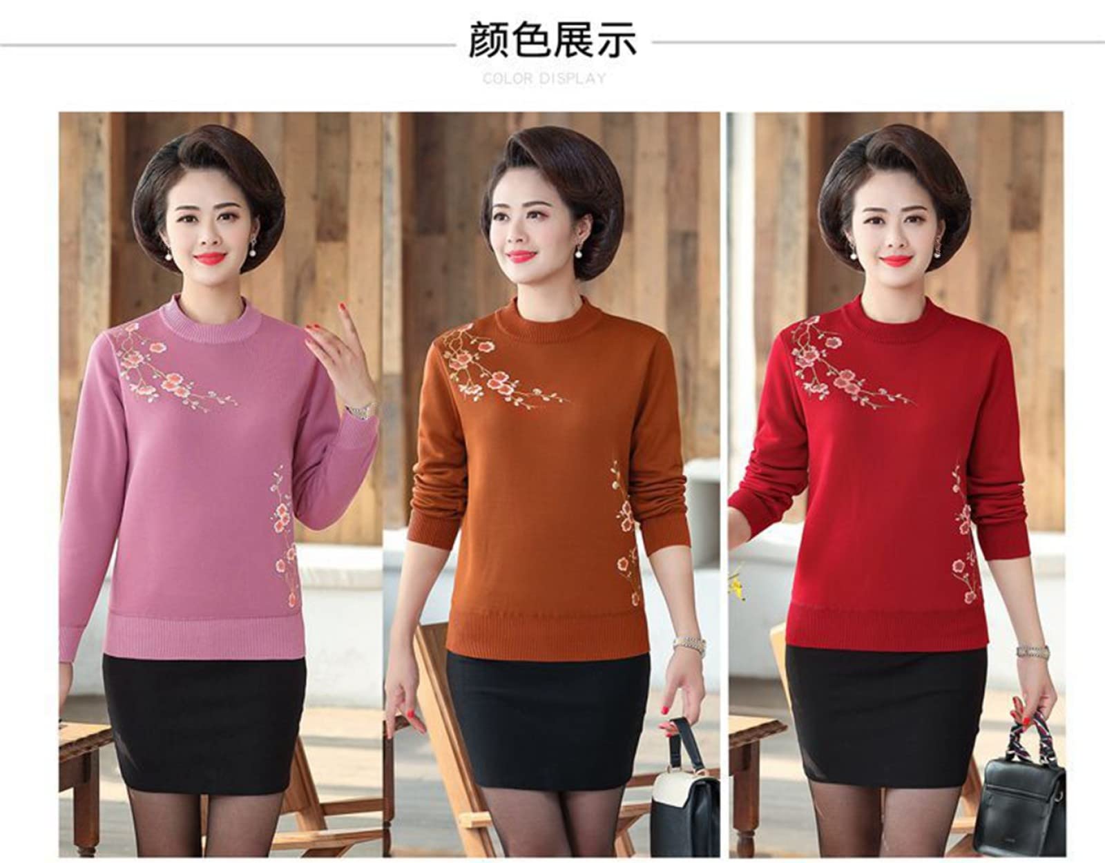 Suéter De Invierno para Mujer - Moda para Damas De Mediana Edad Y Ancianas, Además De Suéter Grueso De Terciopelo, Otoño E Invierno, Calidez, Tejido De Punto, Impresión De Moda, Madre Suelta,