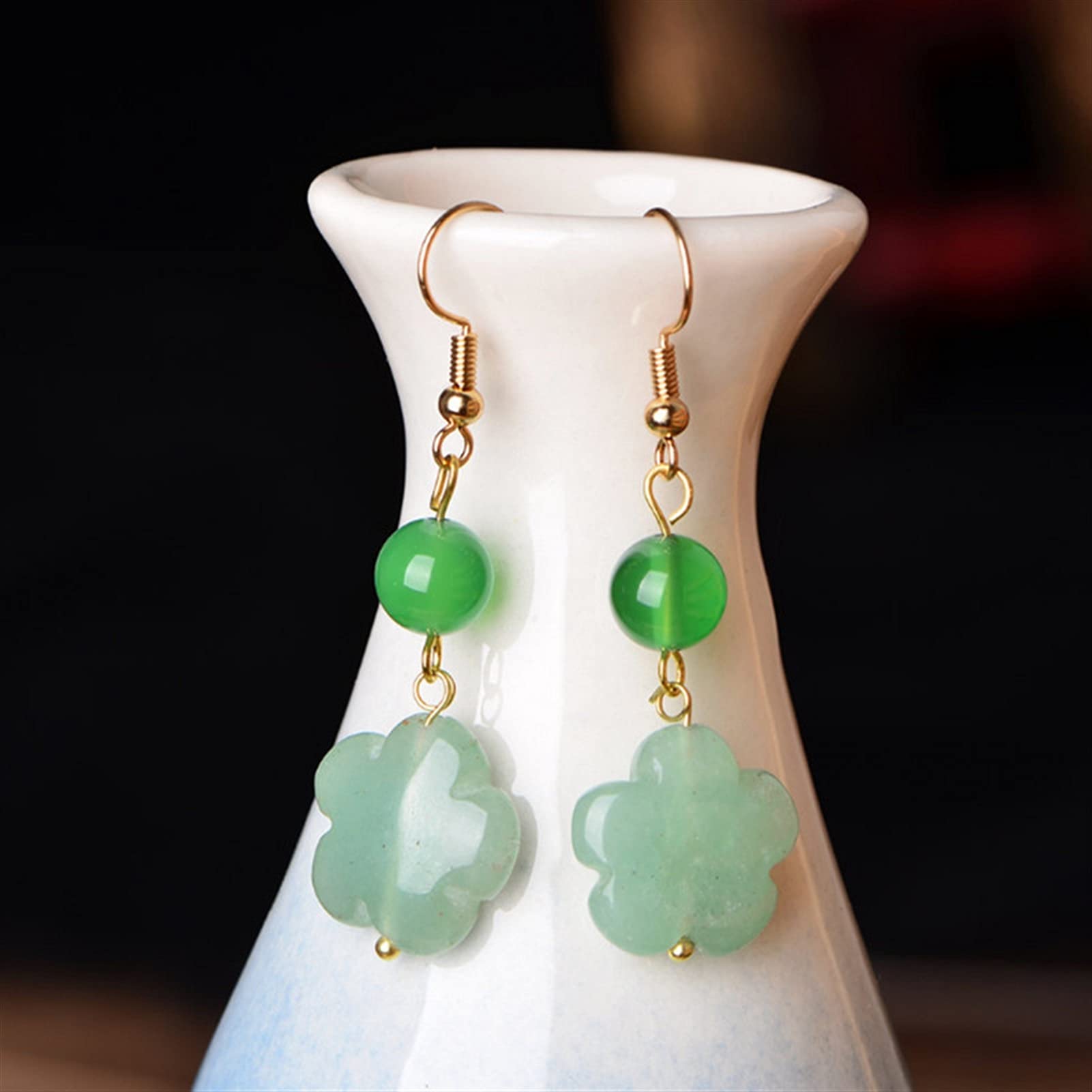 WXKAGF Orecchini Pendenti 1 Paio Orecchini con Fiori di avventurina Orecchini Etnici da Donna Gioielli di Moda Accessori per Feste Orecchini Femminili Regali Regalo