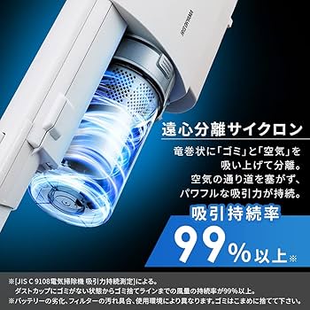 IRIS OHYAMA スティッククリーナー daspo SCD-190P-W IRIS 296091 充電式サイクロンスティッククリーナー