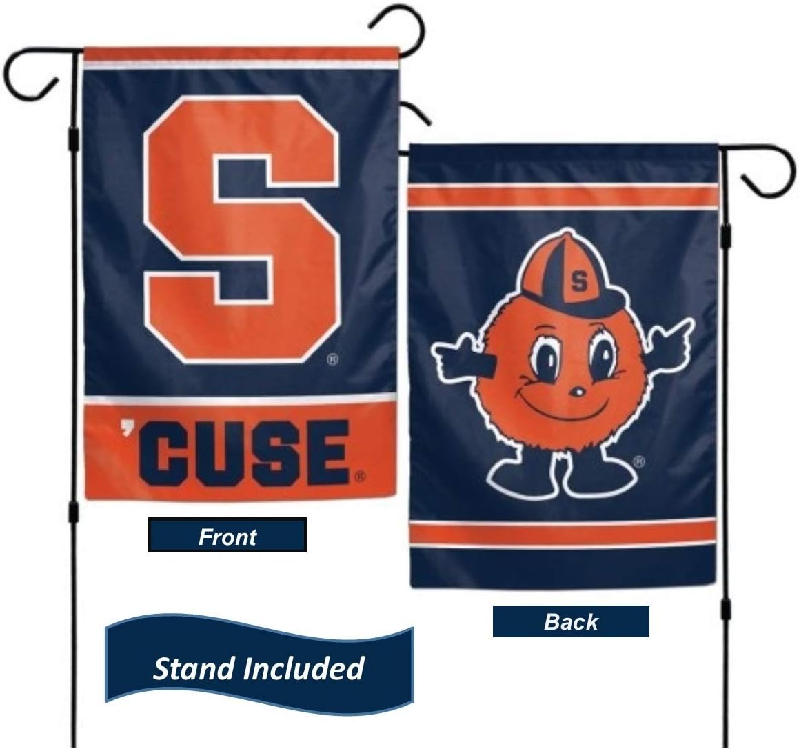 Syracuse Orange Garden Flag Set With Stand, Printed in the USA, 12.5" x 18" College Flag With Three Piece Steel Stand
