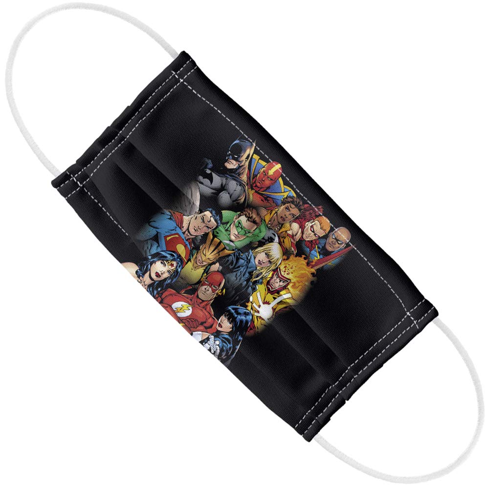 Popfunk Justice League The Leagues All Here 1-Ply Reusable Face Mask Covering with Adjustable Nose Wire, Unisex