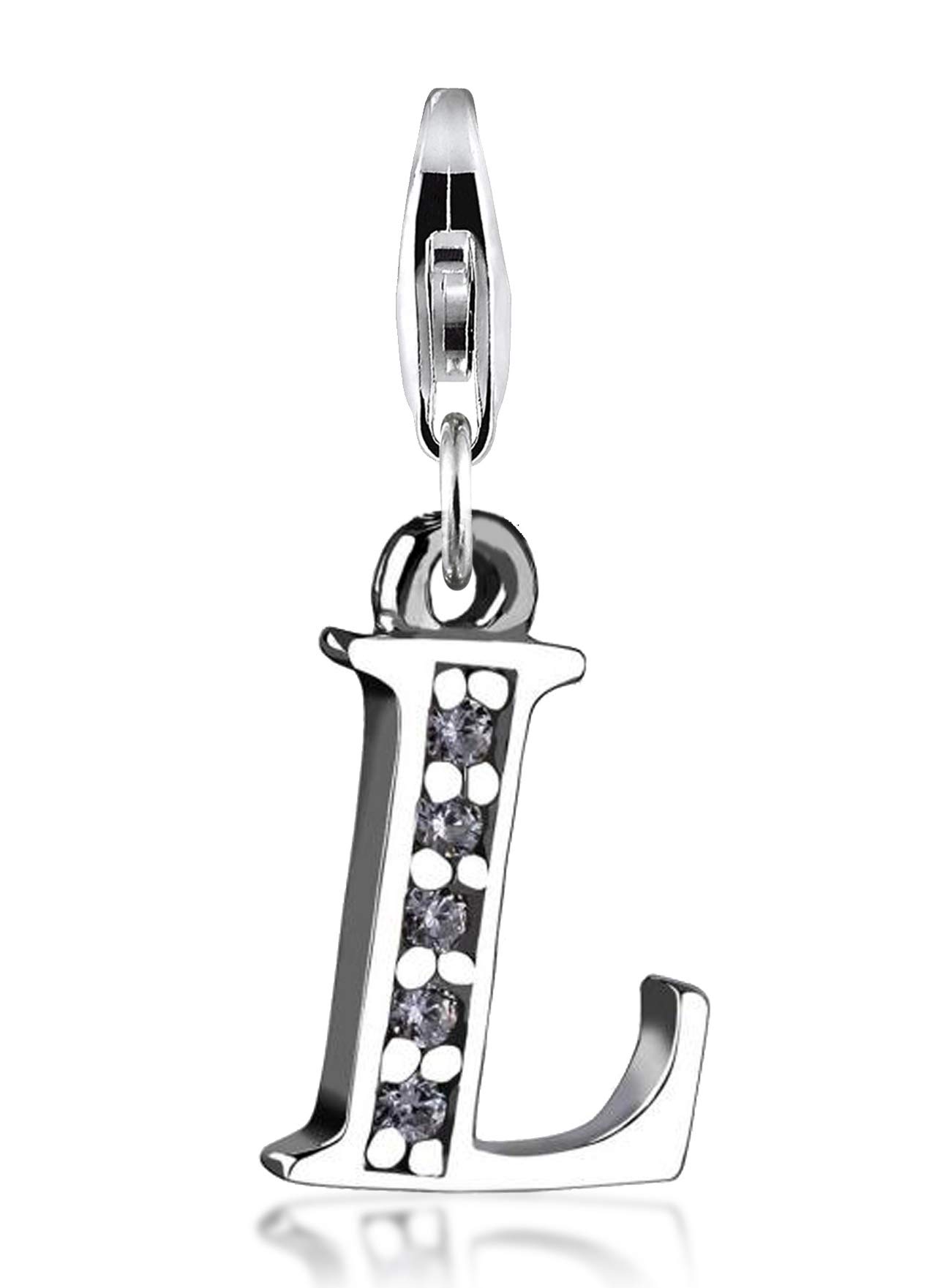 NenalinaLetter L Charm Pendant in 925 Sterling Silver, fits all Common Charm Bracelets - 712712-019