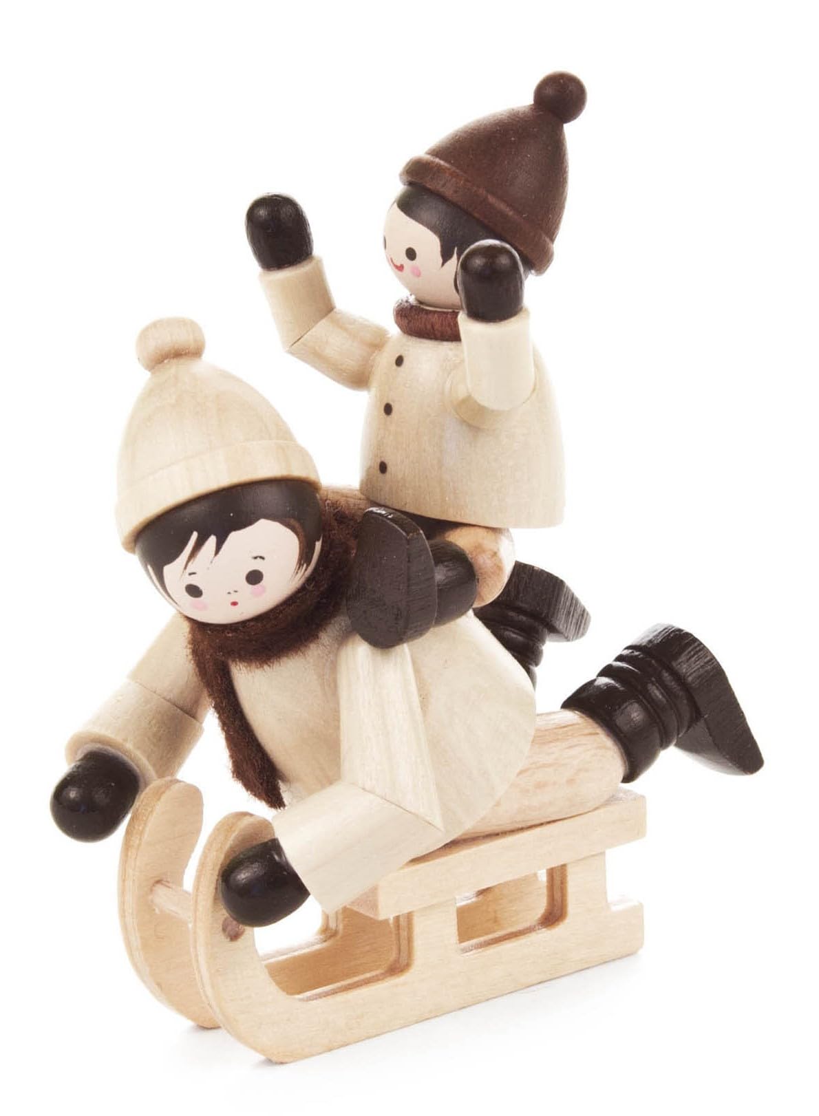 Dregeno Seiffen Thiel Figure Sleigh Ride Toboggan Fun – Natural – 7 Cm