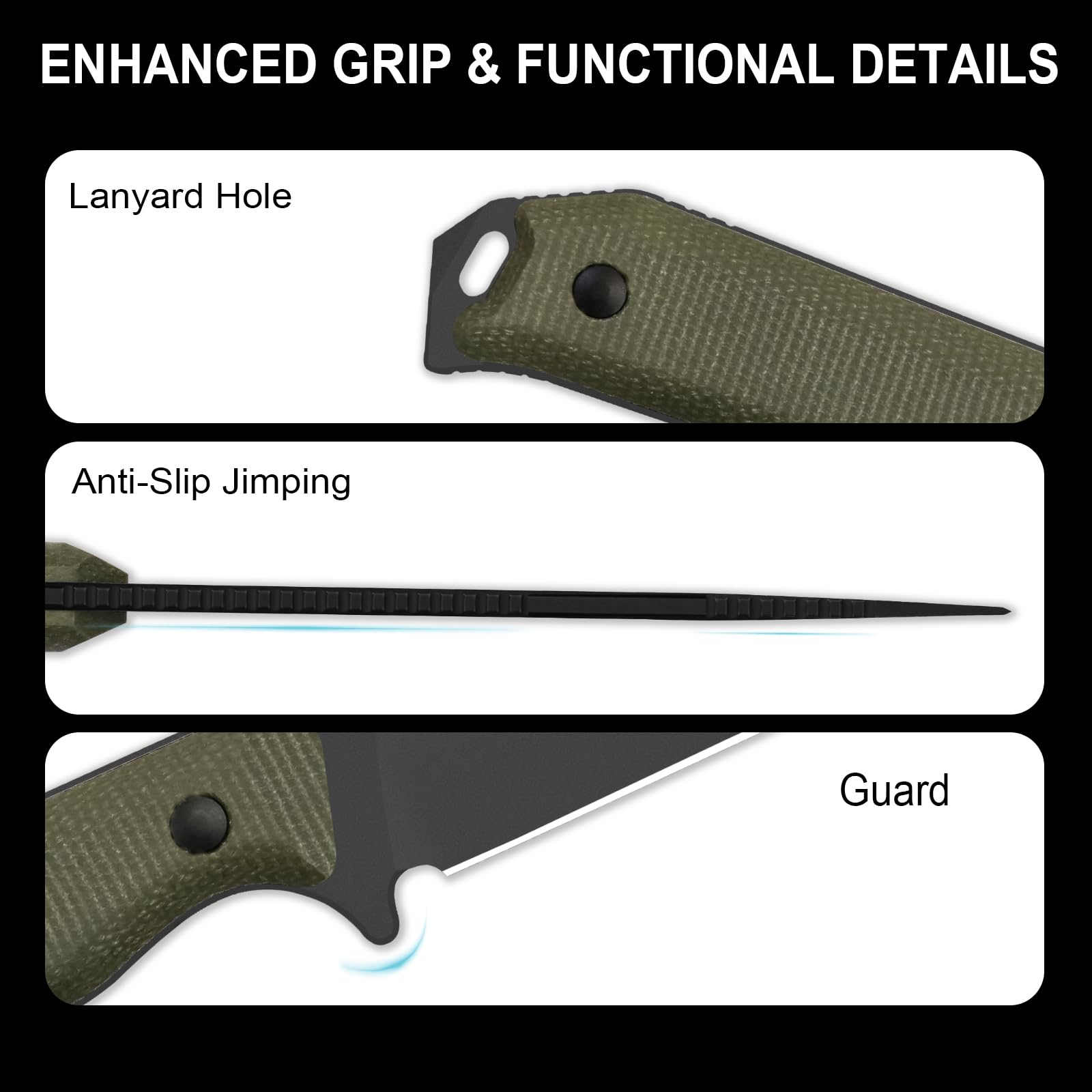 Kizer Begleiter Fix Outdoor Messer, 3,78" D2-Stahl Drop Point Klinge Jagdmesser mit Micarta Griff, Campingmesser mit Feststehender Klinge für Wanderungen Überleben, 1045MD3