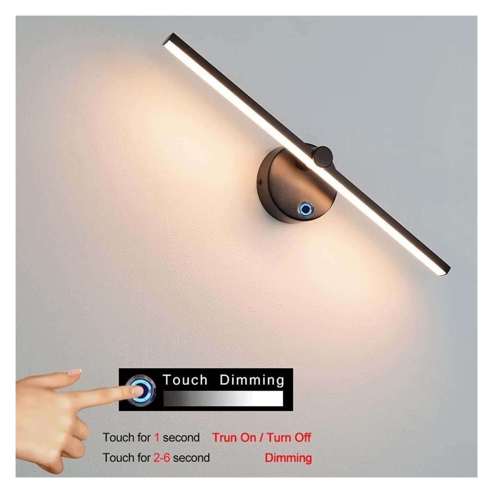 Lampada da parete Lampada da specchio semplice a LED Lampada da bagno lineare regolabile con interruttore Cornice for trucco da 8 W Illuminazione for immagini Rotazione di 300 ° Illuminazione frontale