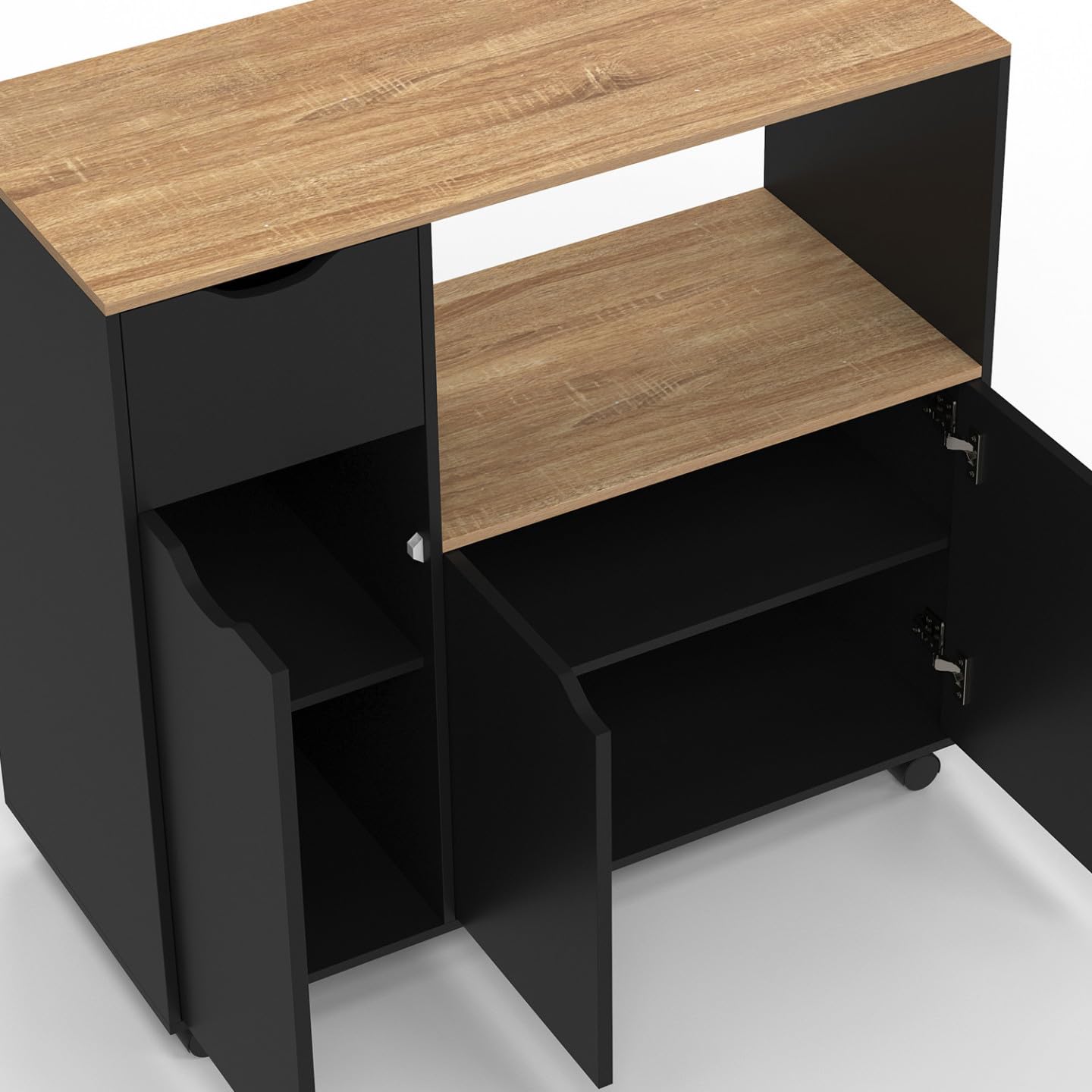 IDMarket COSI XXL - Postre para microondas de cocina (90 cm), diseño de madera negra y bandejas de haya, color negro