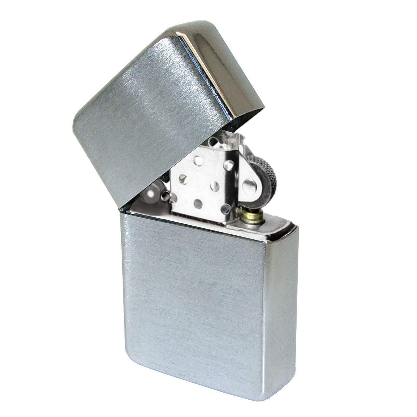 County Engraving Personalised Windproof Cigarette Pocket Lighter, Petrol, Flip Top, Engraved - Enter Your Own Custom Text (Brushed Chrome)
