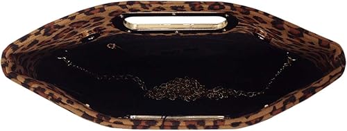 Miniatura 4 de JNB Embrague de leopardo pequeño con asa superior de ante sintético