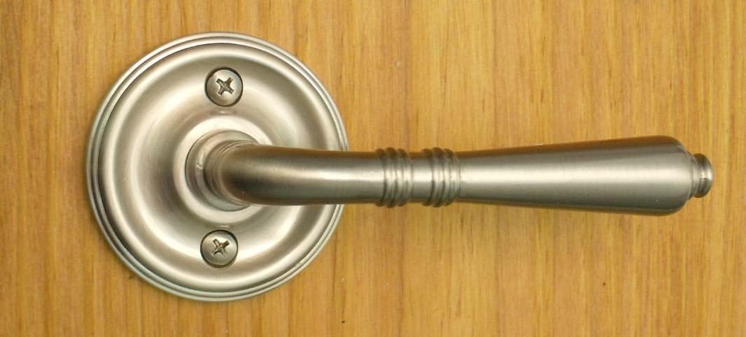 Providence by FPL- Solid Brass Privacy Lever Set for Bedroom/Bathroom Doors, 2-3/8" Backset, Antique Nickel Finish