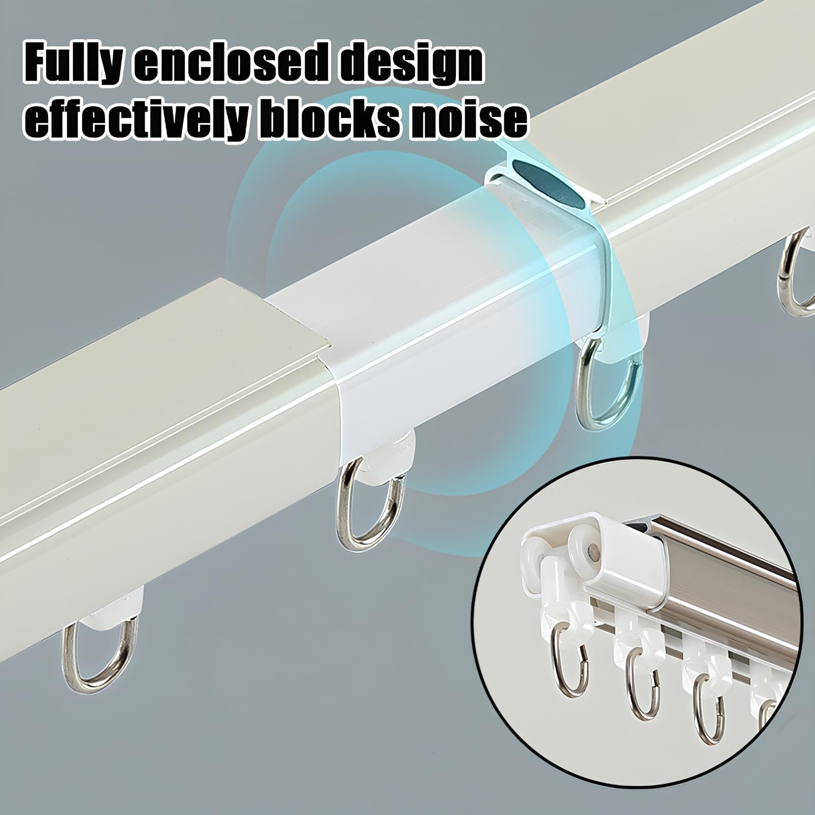 Aluminiowy karnisz, sufit, karnisz, cichy karnisz z rolkami, do biura, salonu, sypialni (biały, A, 1,20 m) - łatwa instalacja i nowoczesny design