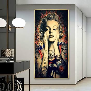 Amazon.co.jp: タトゥーマリリン・モンローキャンバス絵画肖像壁