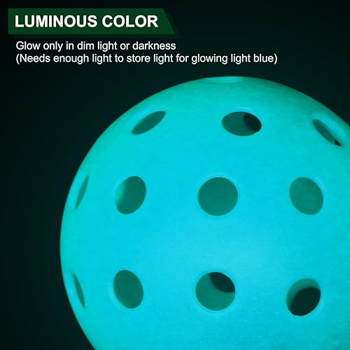 Miniatura 5 de PATIKIL Bolas de pickleball luminosas que brillan en la oscuridad, bolas de pickleball al aire libre con bolsa de malla para interiores y exteriores