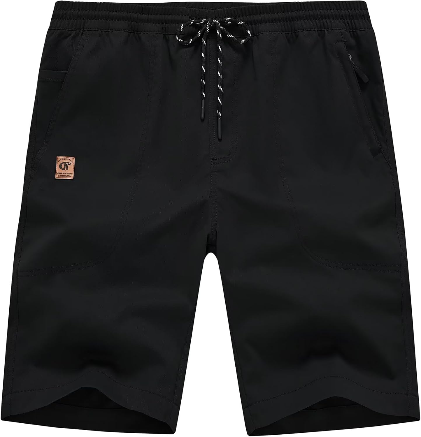 QPNGRP Men's Stretch Waist Casual Shorts with 5 Pockets Include 1 Zipper Pocket 30 Black image 2 of 5 B0C61QSRVQ