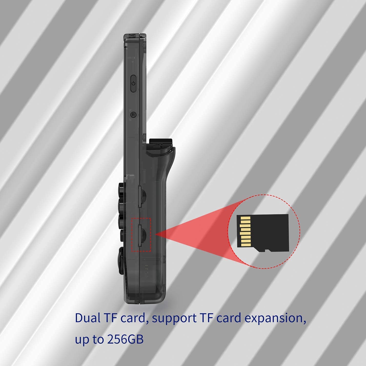 Cawevon RG351V Przenośna konsola do gier, ekran IPS 8.9 cm, przenośna konsola do gier 2521, gra wideo Plug and Play, obsługuje podwójne rozszerzenie TF 256 GB (przezroczysta czarna 64G)
