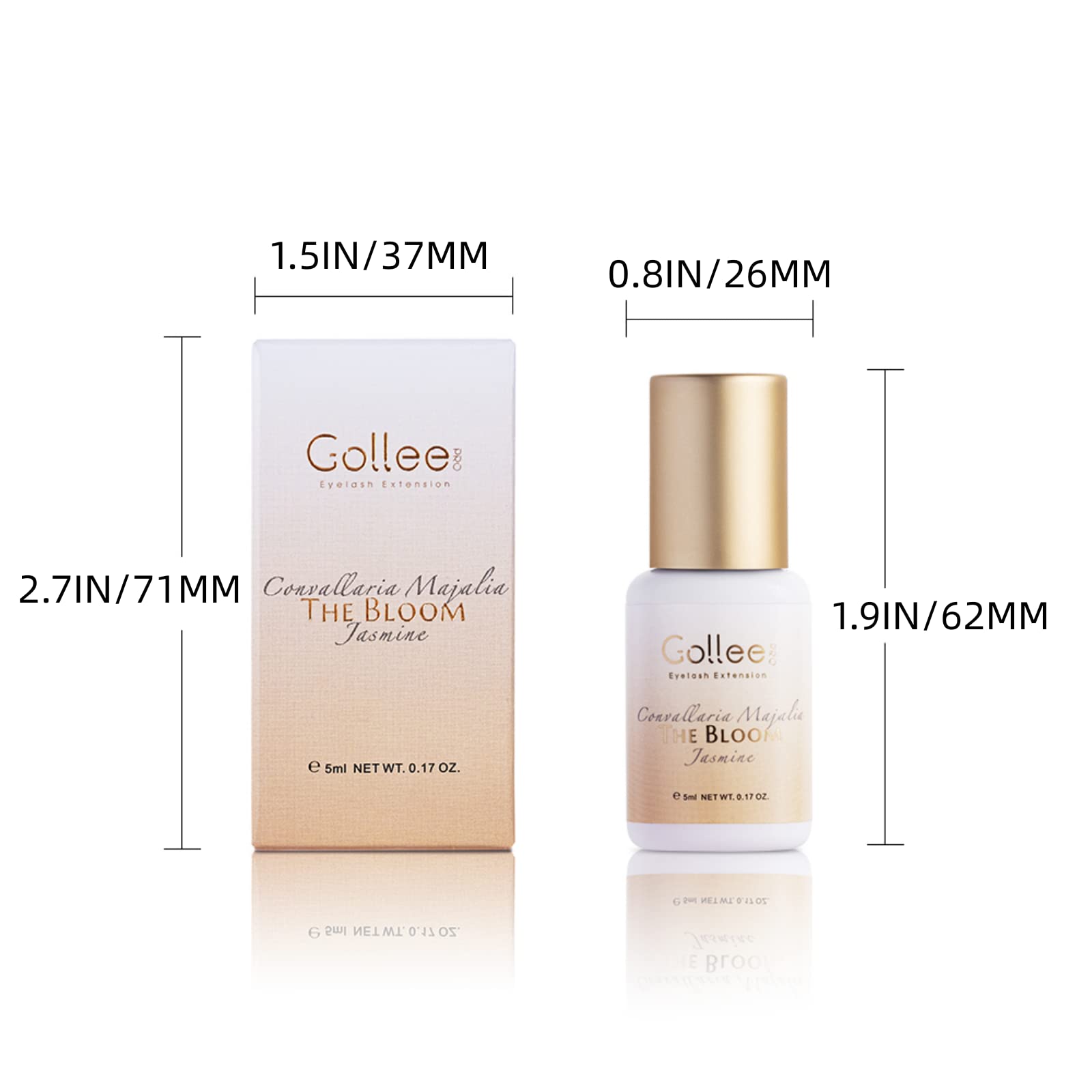 GOLLEE Wimpernkleber für Wimpernverlängerung Kleber Wimpernkleber Dauerhaft Schwarz (0.17fl.oz / 5ml) / 1-2 Sekunden/Haltbarkeit 3-4 Wochen/Blumige Düfte/Nur für Professionelle