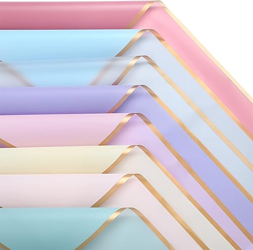 Yexiya 160 hojas de papel de regalo de flores con borde dorado, suministros de envoltura de ramo de floristería, papel de embalaje para regalos