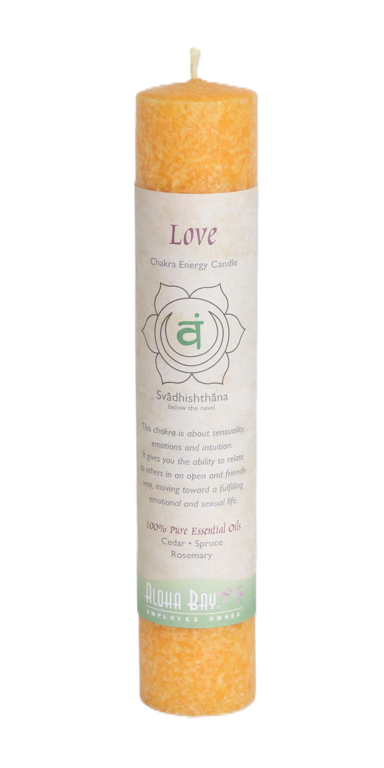 Premium Scented Candle Hand Made Chakra Energy Pillar | Love, Svadhishtana | Yoga, Prayer & Meditation Candle | Long Burn 15 Hours |Essential Oils of Bergamot, Lime & Grapefruit | Aloha Bay