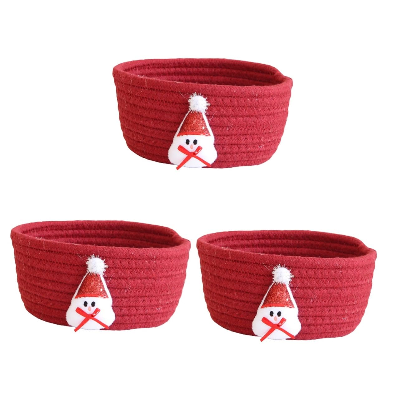Cabilock 3piezas Cesta De Almacenamiento Decorativa De Algodón Diseño De para Navidad Organizador para Dulces Velas y Cosméticos para Decoración De Fiestas y Almacenaje El Hogar