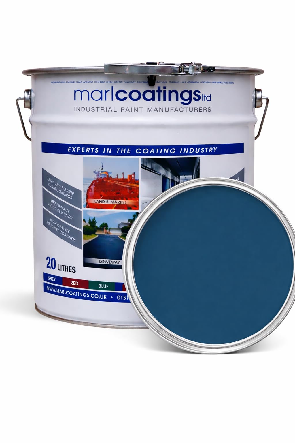 marlcoatings Heavy Duty Hardwearing Polyurethane Concrete Industrial (20L Dark Blue) Semi Gloss Floor Paint, Great for Garages, Car showrooms, Factories and Many other uses.