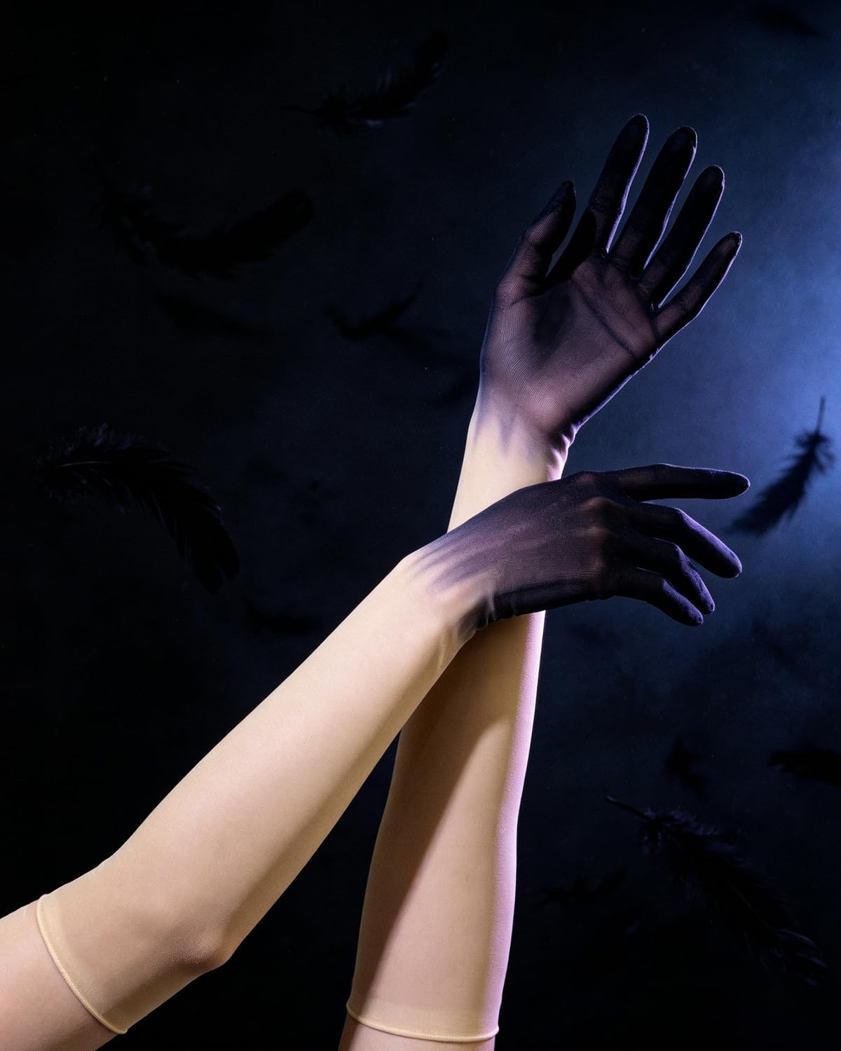 L'VOW Creepy Witch Claw Arm Sleeves Second Skin Mesh Sheer Gloves