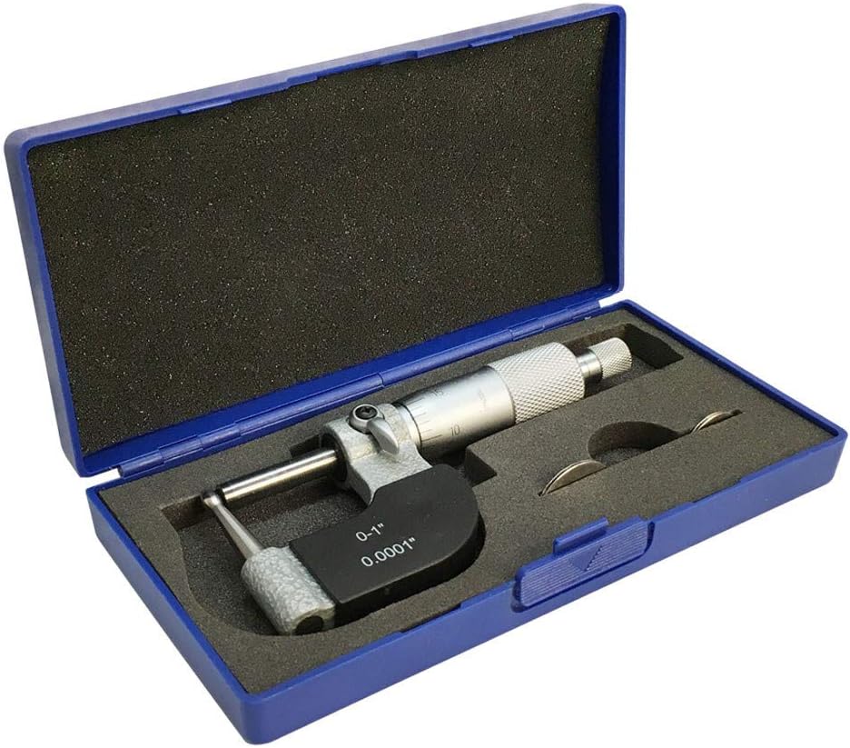 MH GLOBAL 0-1 Inch x 0.0001 Inch Tube Micrometer Carbide Tipped Spherical Anvil