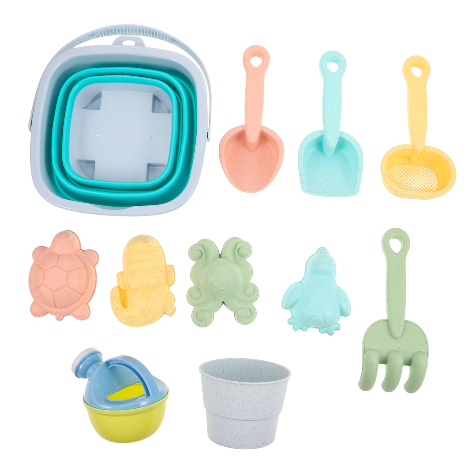 GALPADA Juguetes de Playa para Cubo Plegable con Palas y Rastrillo Juego para Areneros Jardines y Actividades de Verano
