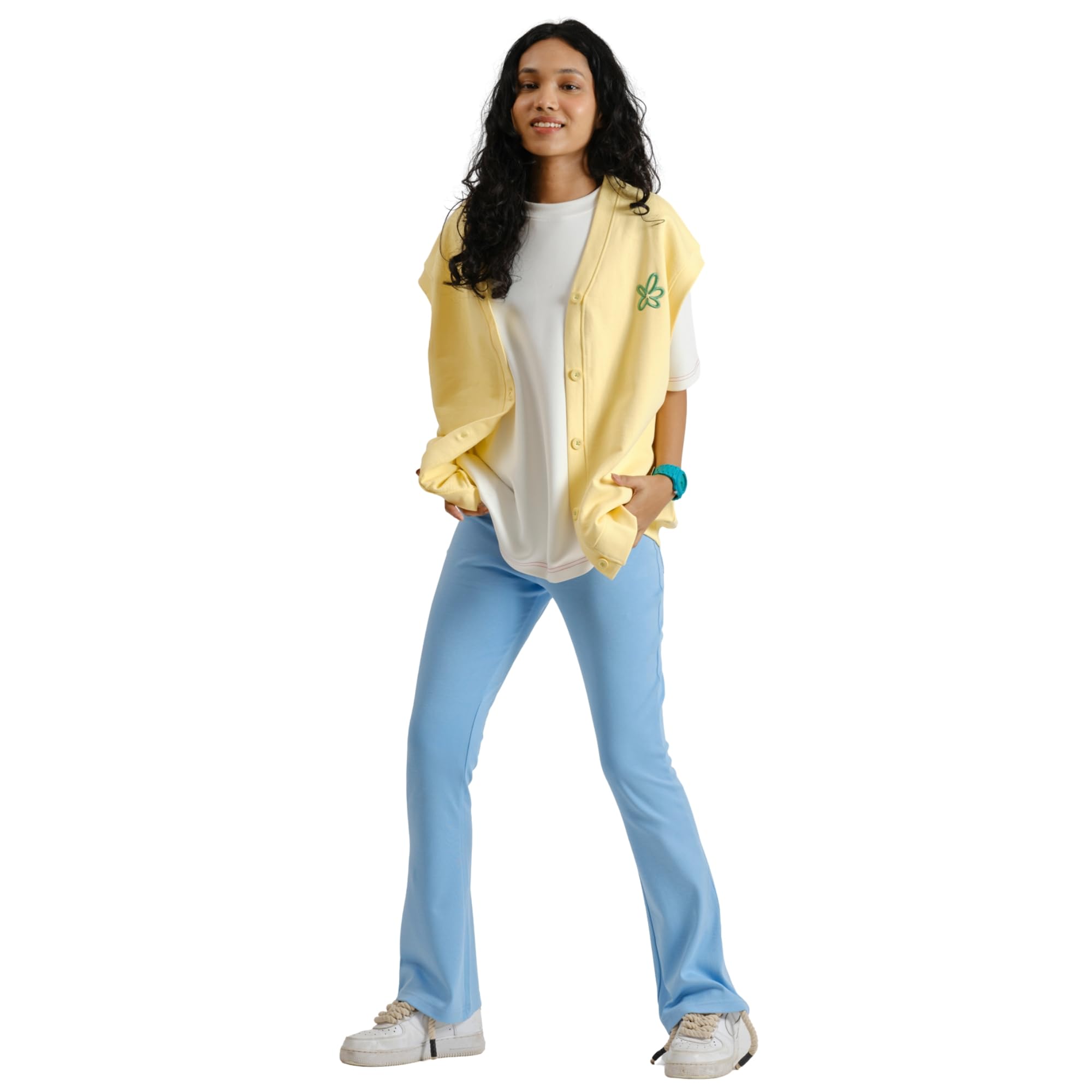 | Ochre Half-Sleeved Cardigan | Light Yellow-image-37