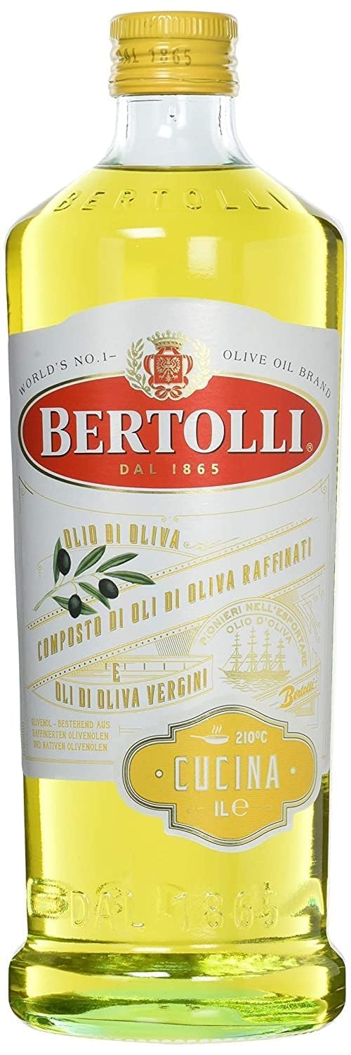 Bertolli Olivenöl “Cucina” – Mischung aus raffiniertem & nativem Olivenöl, ideal zum Braten & Kochen bis 210 °C, mild & vielseitig, mediterrane Küche, 1 L Glasflasche + Italian Gourmet polpa 400g