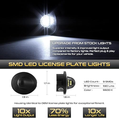 Miniatura 2 de VIPMOTOZ Luz de matrícula LED SMD blanca brillante compatible con Ford F150 F250 F350 Super Duty Ranger Pickup Explorer Bronco Excursion Expedition