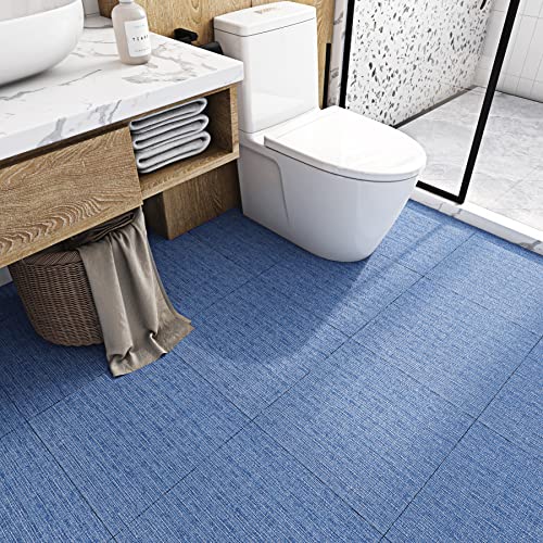Funstick Peel And Stick Floor Tile Bathroom 12X12 In Blue Floor Tiles Peel And Stick Waterproof Peel And Stick Flooring Vinyl Flooring Self Adhesive Stick On Floor Tile For Kitchen Bedroom Knit 5 Pack #TOP4