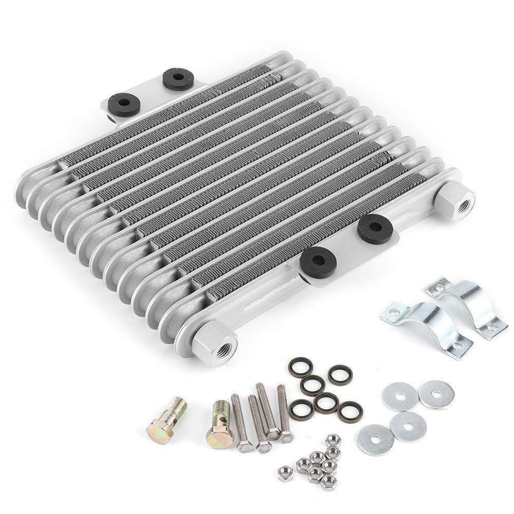 Radiatore universale per olio del motore di moto a 13 file, radiatore in lega di alluminio con kit di installazione per moto da cross e pit bike da 125–250, accessorio per