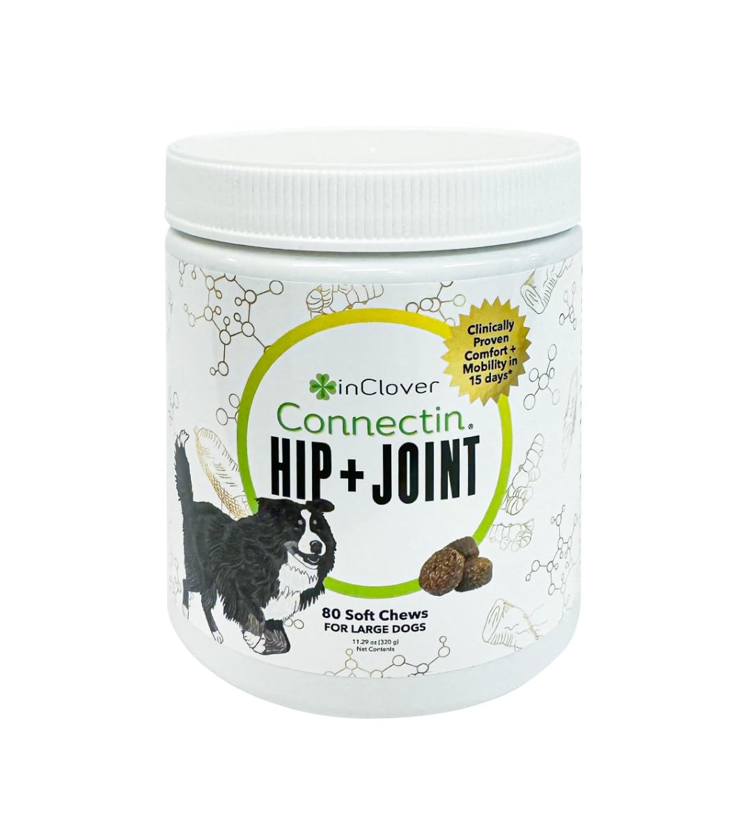 Hip and Joint Supplement for Large Dogs 70 Pounds and Up with Glucosamine Chondroitin, and Hyaluronic Acid – Formulated for Large Breeds – Clinically Proven Hip and Joint Support