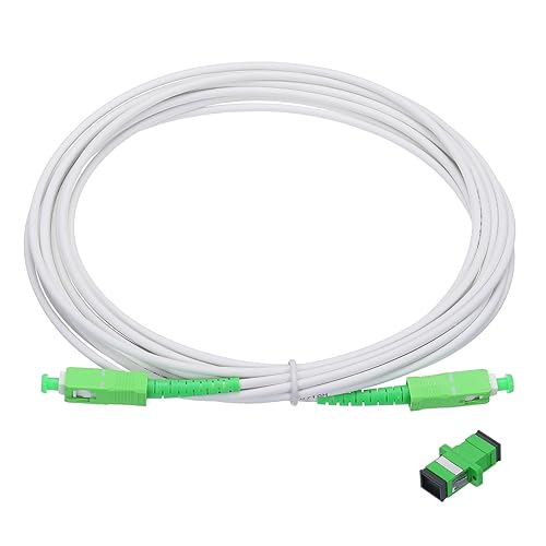 Vista 23 de MECCANIXITY Cable de conexión de fibra óptica simple OS2 de 98.4 pies de modo único LSZH SC/APC-SC/APC puente blindado blanco óptico para redes LAN