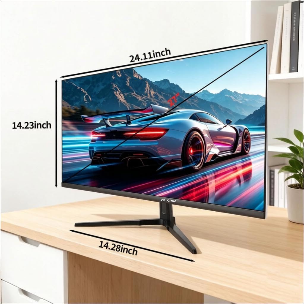 CRUA Écran PC 27 Pouces 4K UHD IPS 60 Hz, FreeSync, USB-C Écran 4K pour Bureautique et Gaming, Dalle IPS, FreeSync, USB-C, HDMI, DP, Haut-parleurs Intégrés, Montage VESA 75x75