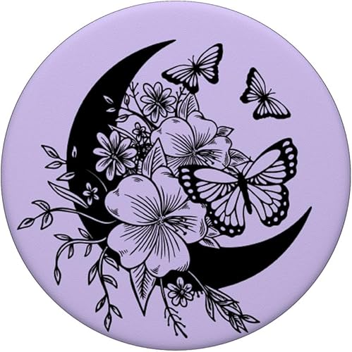 Miniatura 3 de PopSockets PopSockets intercambiables con diseño de mariposa y luna creciente, color morado