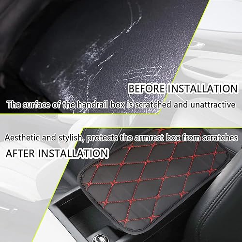 Miniatura 4 de Funda de cuero para reposabrazos de automóvil para protector de consola central de arañazos, bordado rómbico, cojín para reposabrazos de automóvil,