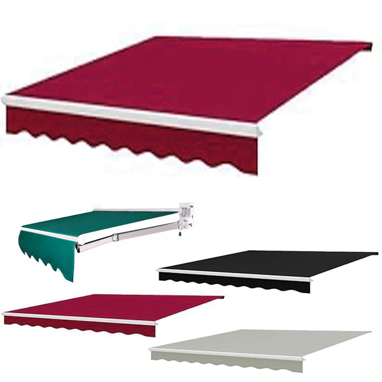 GJZQDKX Replacement Retractable Awning Fabric RollUp Cover for Outdoor Use No Frame Needed Red 4x2m (13.1x6.5ft) Ideal Awning Replacement Solution