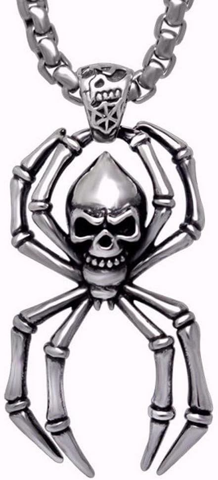 Personality punk skull spider pendant necklace