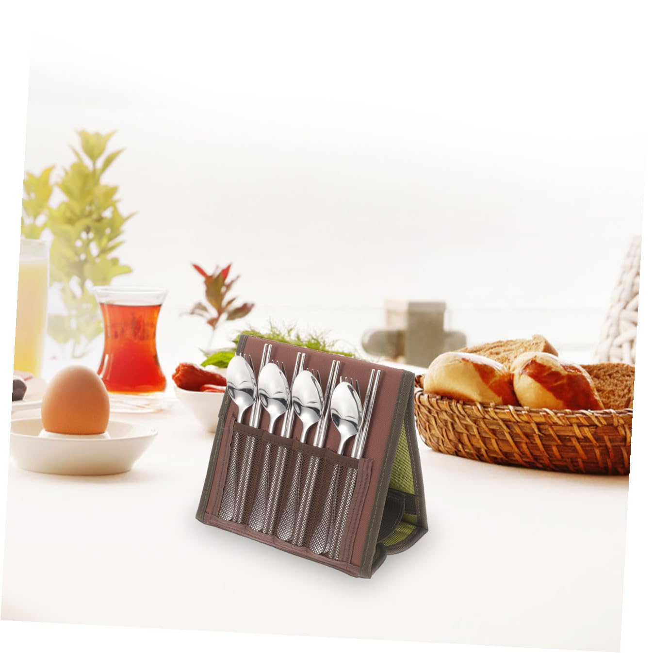 UKCOCO Set de Couverts D'extérieur Couverts de Camping en Acier Inoxydable Léger et Portable avec Paquet de Rangement pour Randonnée Camping et Voyages Couleur Aléatoire