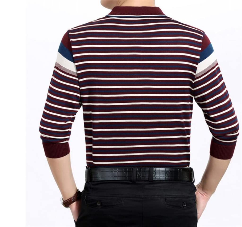 Genérico Polo De Manga Larga A Rayas, Tejido Transpirable Y Suave, Diseño con Cuello, Adecuado para Primavera Y Otoño, con Líneas De Hombros Suaves (A XL)